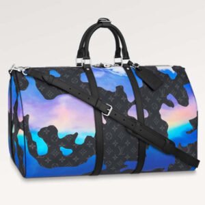 Louis Vuitton LV Unisex Keepall Bandoulière 55 Sunrise Monogram Eclipse Coated Canvas | AlmaBagz