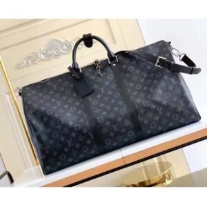 Louis Vuitton LV Unisex Keepall Bandoulière 55 Travel Bag Coated Canvas Cowhide | AlmaBagz