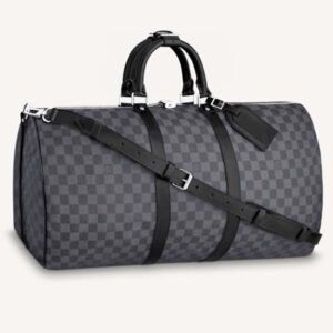 Louis Vuitton LV Unisex Keepall Bandoulière 55 Travel Bag Grey Damier Graphite Canvas | AlmaBagz