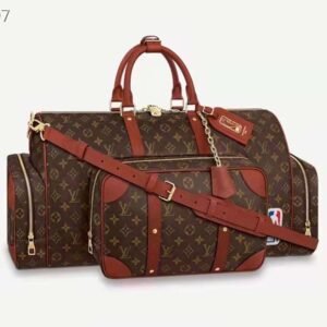 Louis Vuitton LV Unisex Keepall Trio Pocket Travel Bag Brown Monogram Canvas | AlmaBagz