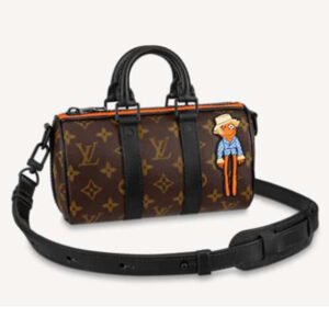 Louis Vuitton LV Unisex Keepall XS Monogram Coated Canvas Black Matte Leather | AlmaBagz