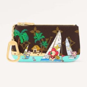 Louis Vuitton LV Unisex Key Pouch Dragon Fruit Pink Monogram Coated Canvas Grained Cowhide Leather | AlmaBagz