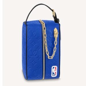 Louis Vuitton LV Unisex LV x NBA Dopp Kit Blue Embossed Taurillon Leather | AlmaBagz
