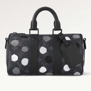 Louis Vuitton LV Unisex LV x YK Bandoulière Keepall 25 Black Silver Monogram Eclipse Coated Canvas | AlmaBagz