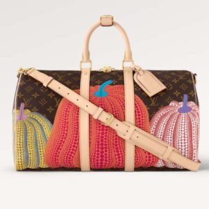 Louis Vuitton LV Unisex LV x YK Keepall 45 Monogram Coated Canvas Colorful Pumpkin Print | AlmaBagz