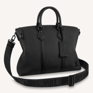 Louis Vuitton LV Unisex Lock It Tote Bag Black Grained Calf Cowhide Leather | AlmaBagz