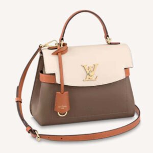 Louis Vuitton LV Unisex Lockme Ever BB Handbag Brown White Calfskin | AlmaBagz