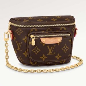 Louis Vuitton LV Unisex Mini Bumbag Brown Natural Cowhide Leather Monogram Coated Canvas | AlmaBagz