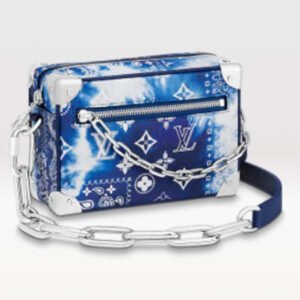 Louis Vuitton LV Unisex Mini Soft Trunk Bag Blue Monogram Bandana Leather | AlmaBagz