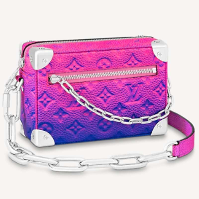 Louis Vuitton LV Unisex Mini Soft Trunk Blue Pink Taurillon Cowhide Leather | AlmaBagz