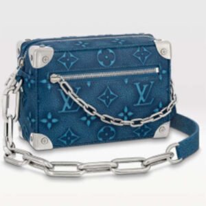 Louis Vuitton LV Unisex Mini Soft Trunk Denim Blue Cowhide Leather | AlmaBagz