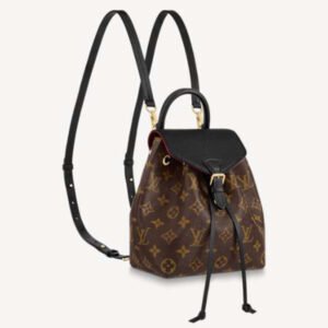 Louis Vuitton LV Unisex Montsouris BB Backpack Black Monogram Coated Canvas Cowhide Leather | AlmaBagz