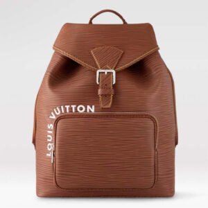 Louis Vuitton LV Unisex Montsouris Backpack Cognac Calf Leather Drawstring Magnetic Closure Handle | AlmaBagz