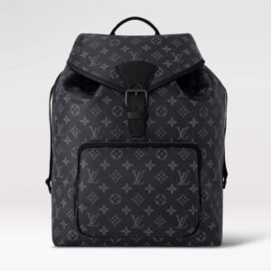 Louis Vuitton LV Unisex Montsouris Backpack Monogram Eclipse Coated Canvas Cowhide Leather | AlmaBagz