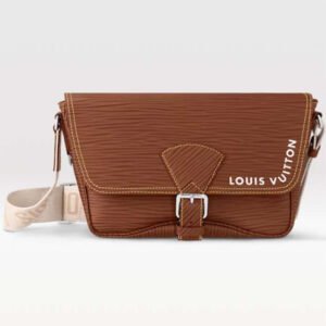 Louis Vuitton LV Unisex Montsouris Messenger Cognac Calf Leather Textile Lining | AlmaBagz