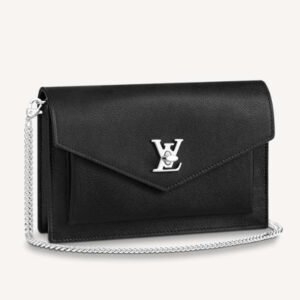 Louis Vuitton LV Unisex Mylockme Chain Pochette Black Soft Grained Calfskin | AlmaBagz