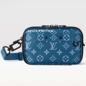 Louis Vuitton LV Unisex Nano Alpha Atlantic Blue Monogram Coated Canvas Cowhide Leather | AlmaBagz
