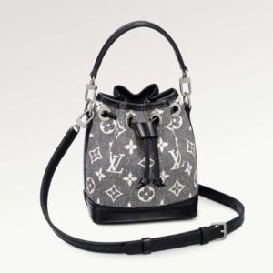 Louis Vuitton LV Unisex Nano Noé Gray Monogram Jacquard Denim Cowhide Leather | AlmaBagz