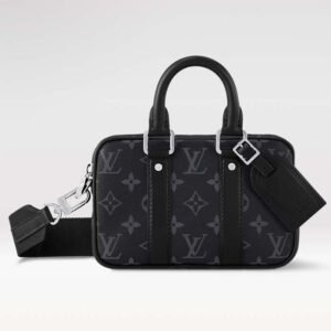 Louis Vuitton LV Unisex Nano Porte Documents Voyage Monogram Eclipse Coated Canvas Cowhide Leather | AlmaBagz