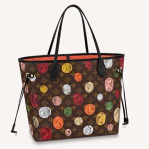 Louis Vuitton LV Unisex Neverfull MM Tote Monogram Cameo Printed Canvas Cowhide Leather | AlmaBagz