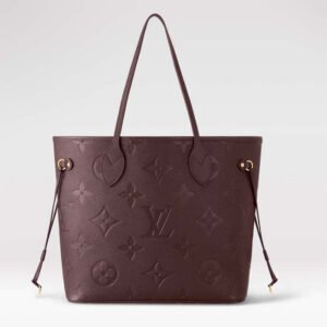 Louis Vuitton LV Unisex Neverfull MM Wine Red Monogram Empreinte Embossed Grained Cowhide Leather | AlmaBagz