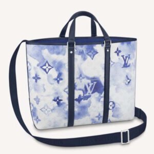 Louis Vuitton LV Unisex New Tote GM Monogram Watercolor Blue Coated Canvas Cowhide Leather | AlmaBagz
