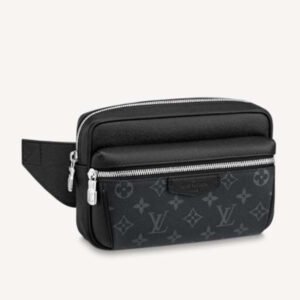 Louis Vuitton LV Unisex Outdoor Bumbag Black Taiga Cowhide Leather Monogram Eclipse Coated Canvas | AlmaBagz