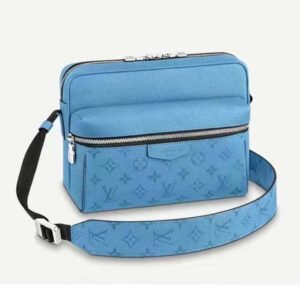 Louis Vuitton LV Unisex Outdoor Messenger Navy Blue Taiga Cowhide Leather Monogram Canvas | AlmaBagz