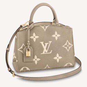 Louis Vuitton LV Unisex Petit Palais Handbag Tourterelle Crème Embossed Grained Cowhide Leather | AlmaBagz