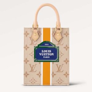 Louis Vuitton LV Unisex Petit Sac Plat Bag Beige Ocher Monopaname Coated Canvas Cowhide Leather | AlmaBagz