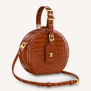 Louis Vuitton LV Unisex Petite Boite Chapeau Orange Matte Alligator Leather | AlmaBagz