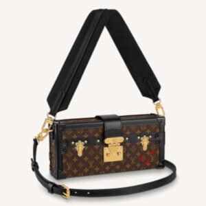 Louis Vuitton LV Unisex Petite Malle Handbag Monogram Coated Canvas Cowhide Leather | AlmaBagz