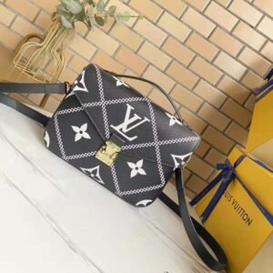 Louis Vuitton LV Women Pochette Metis Bag Black Embroidered Embossed Supple Grained Cowhide | AlmaBagz