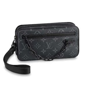 Louis Vuitton LV Unisex Pochette Volga Bag Monogram Eclipse Canvas | AlmaBagz