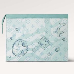 Louis Vuitton LV Unisex Pochette Voyage MM Bag Crystal Blue Monogram Aquagarden Coated Canvas | AlmaBagz