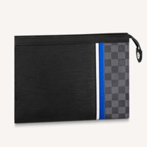 Louis Vuitton LV Unisex Pochette Voyage MM Black Epi Leather Damier Graphite Canvas | AlmaBagz