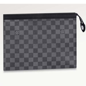 Louis Vuitton LV Unisex Pochette Voyage MM Black Grey Damier Graphite Coated Canvas | AlmaBagz