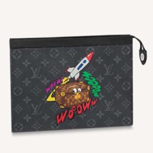 Louis Vuitton LV Unisex Pochette Voyage MM Monogram Eclipse Coated Canvas | AlmaBagz