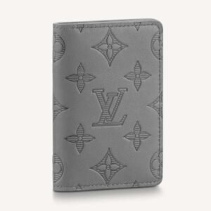 Louis Vuitton LV Unisex Pocket Organizer Anthracite Gray Monogram Shadow Calf Leather | AlmaBagz