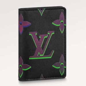 Louis Vuitton LV Unisex Pocket Organizer Black Borealis Calf Leather Textile Lining | AlmaBagz