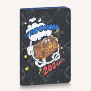 Louis Vuitton LV Unisex Pocket Organizer Monogram Eclipse Coated Canvas Blue Cowhide Leather | AlmaBagz