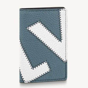 Louis Vuitton LV Unisex Pocket Organizer Wallet Blue Taurillon Cowhide Leather | AlmaBagz