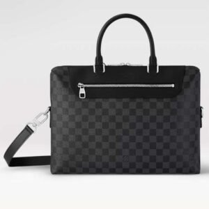 Louis Vuitton LV Unisex Porte-Documents Jour Damier Graphite Canvas Cowhide Leather | AlmaBagz