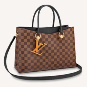 Louis Vuitton LV Unisex Riverside Tote Black Brown Damier Ebene Coated Canvas | AlmaBagz