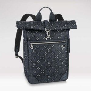 Louis Vuitton LV Unisex Roll Top Backpack Black Charcoal Cowhide Leather | AlmaBagz