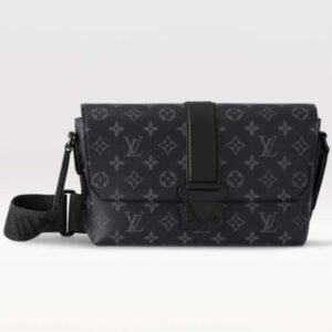 Louis Vuitton LV Unisex S-Cape Messenger Monogram Eclipse Coated Canvas Cowhide Leather | AlmaBagz