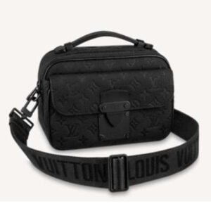 Louis Vuitton LV Unisex S Lock Messenger Black Monogram Embossed Taurillon Cowhide Leather | AlmaBagz