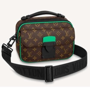 Louis Vuitton LV Unisex S Lock Messenger Brown Monogram Macassar Coated Canvas | AlmaBagz
