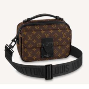 Louis Vuitton LV Unisex S Lock Messenger in Brown Monogram Macassar Coated Canvas | AlmaBagz