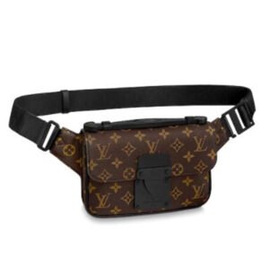 Louis Vuitton LV Unisex S Lock Sling Bag Brown Monogram Macassar Coated Canvas Epi Leather | AlmaBagz